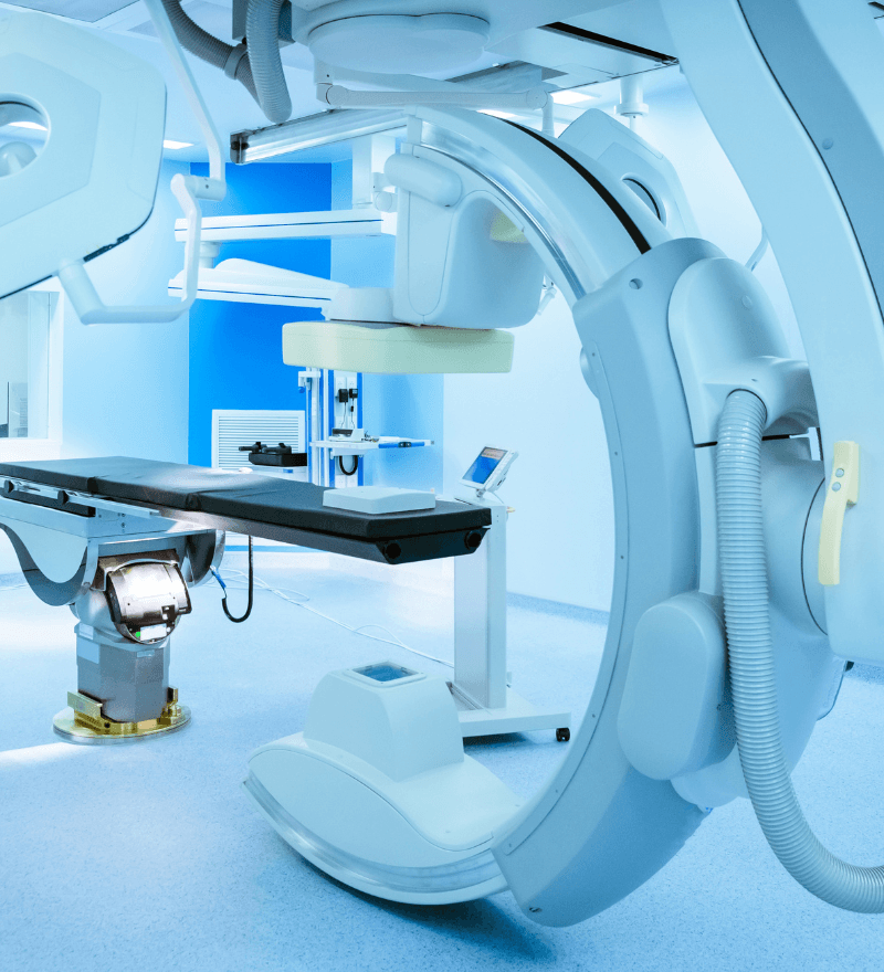 Close-up of precision scanning/industrial equipment, blue-toned